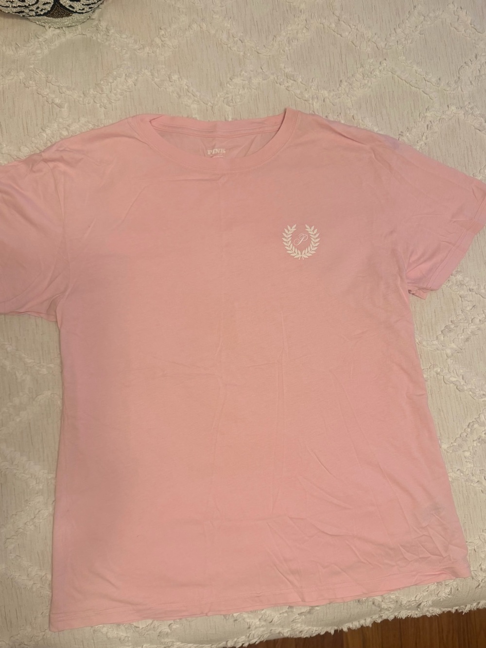 Women’s Pink Crewneck T-Shirt with Laurel Emblem